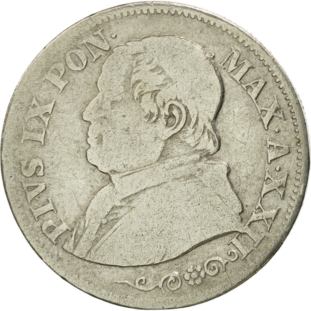 ITALIAN STATES, PAPAL STATES, Pius IX, 10 Soldi, 50 Centesimi, 1867, Roma