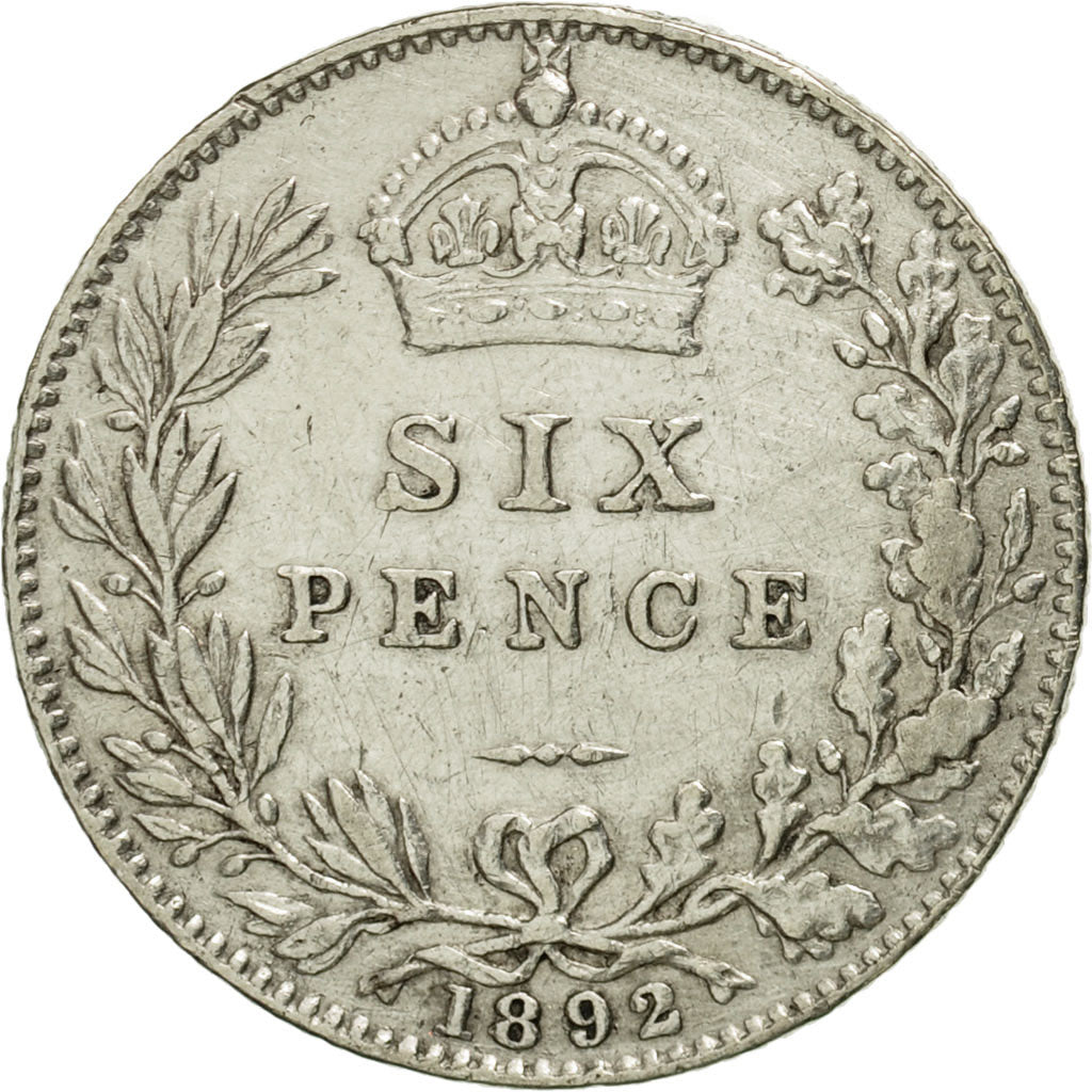 Great Britain, Victoria, 6 Pence, 1892, EF(40-45), Silver, KM:760