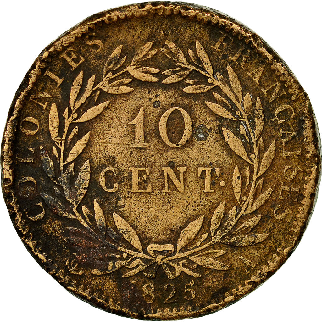 Moneta, Colonie francesi, Charles X, 10 Centimes, 1825, Paris, MB, Bronzo