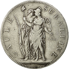 Moneda, Estados italianos, PIEDMONT REPUBLIC, 5 Francs, 1800, Turin, BC+, Plata
