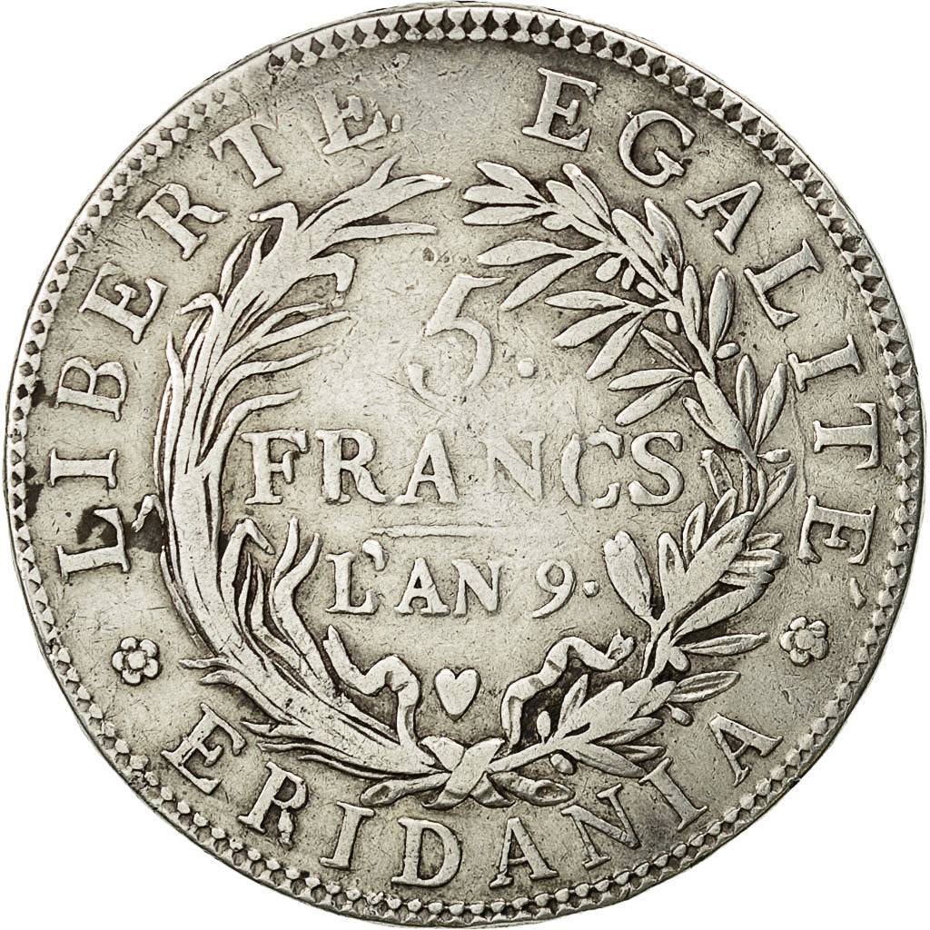 Coin, ITALIAN STATES, PIEDMONT REPUBLIC, 5 Francs, 1800, Turin, VF(30-35)