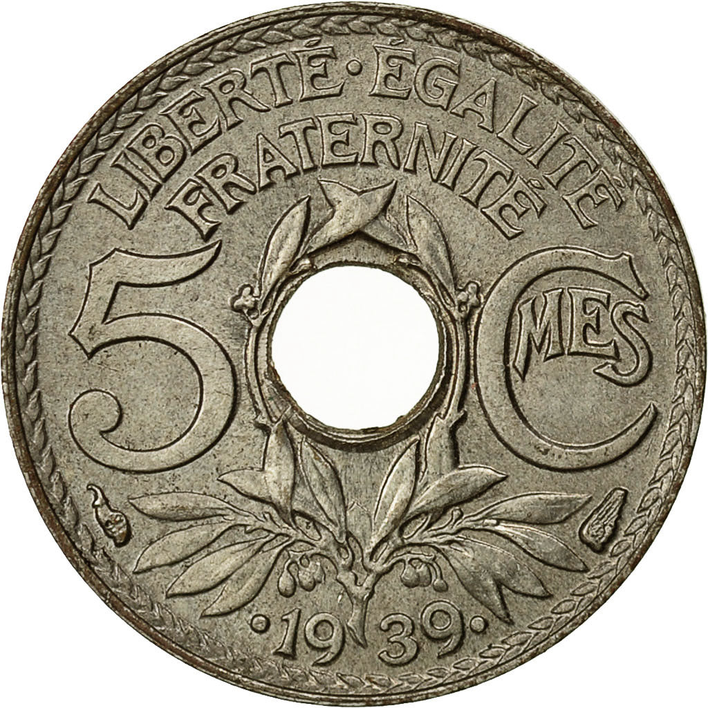 Münze, Frankreich, Lindauer, 5 Centimes, 1939, Paris, S+, Nickel-Bronze