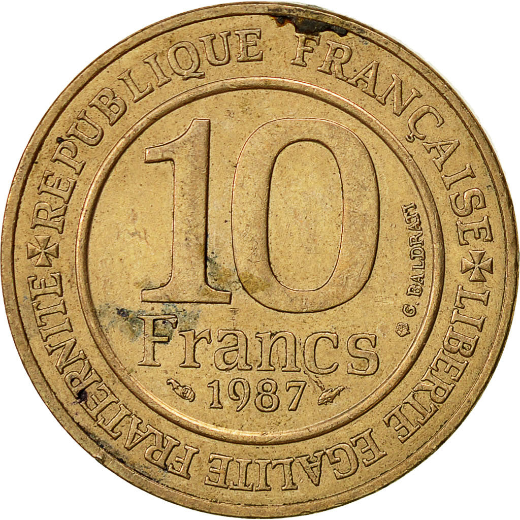 Coin, France, 10 Francs, 1987, AU(55-58), Nickel-Bronze, KM:961d, Gadoury:820