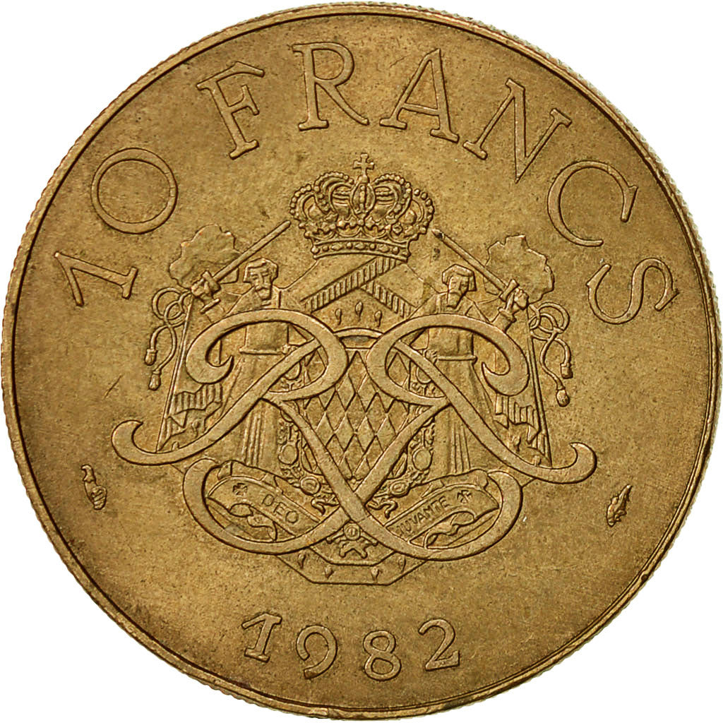 Coin, Monaco, Rainier III, 10 Francs, 1982, MS(60-62), Copper-Nickel-Aluminum