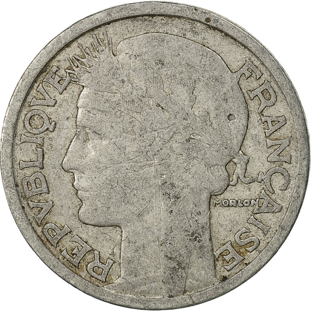 Munten, Frankrijk, Morlon, 2 Francs, 1947, Paris, ZG+, Aluminium, KM:886a.1
