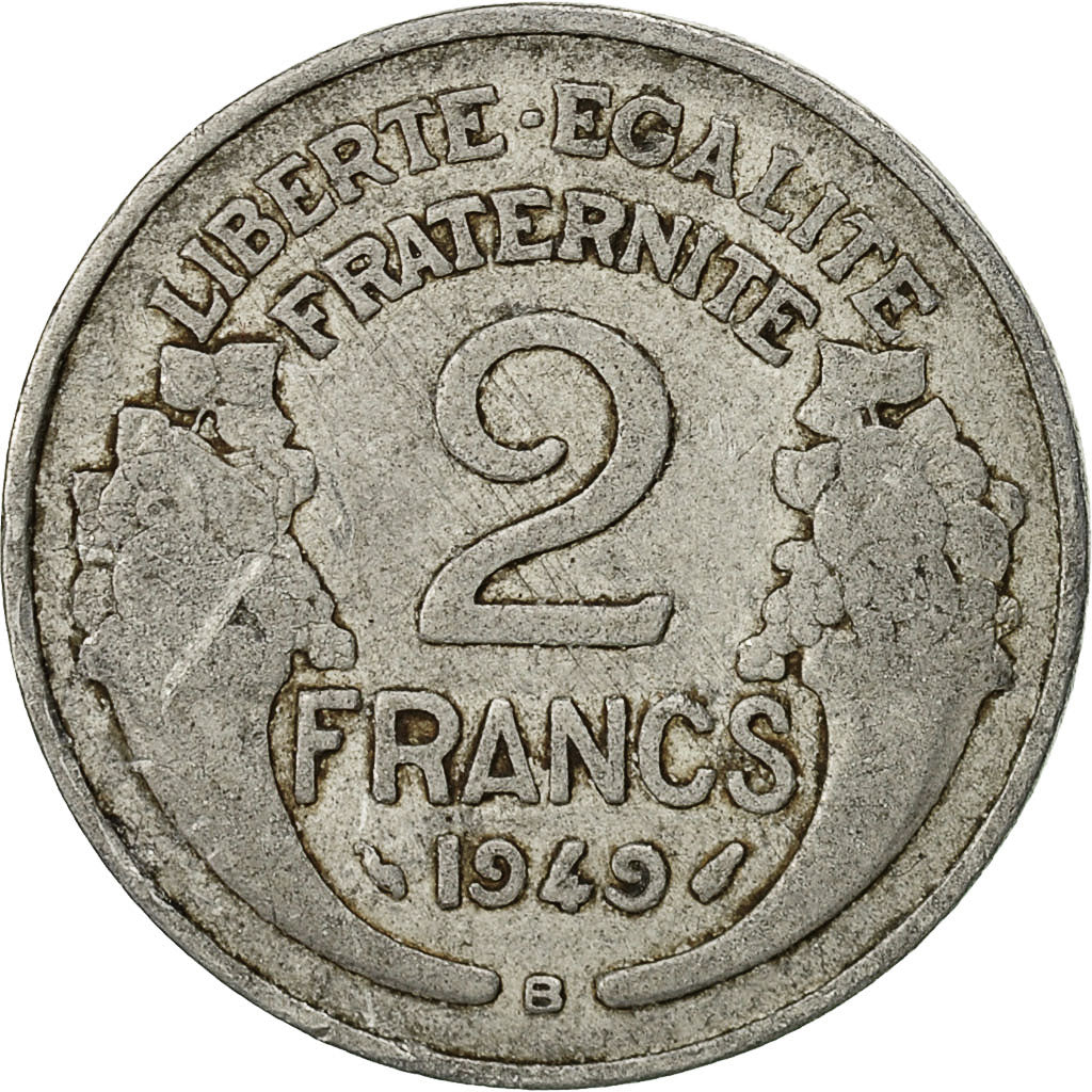 Moneta, Francja, Morlon, 2 Francs, 1949, Beaumont - Le Roger, VF(20-25)