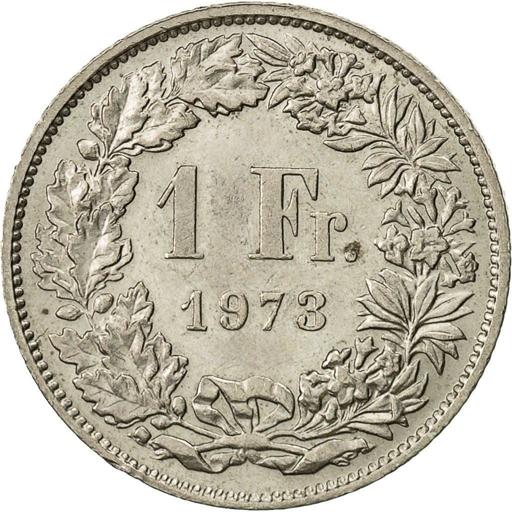 Coin, Switzerland, Franc, 1973, Bern, MS(60-62), Copper-nickel, KM:24a.1