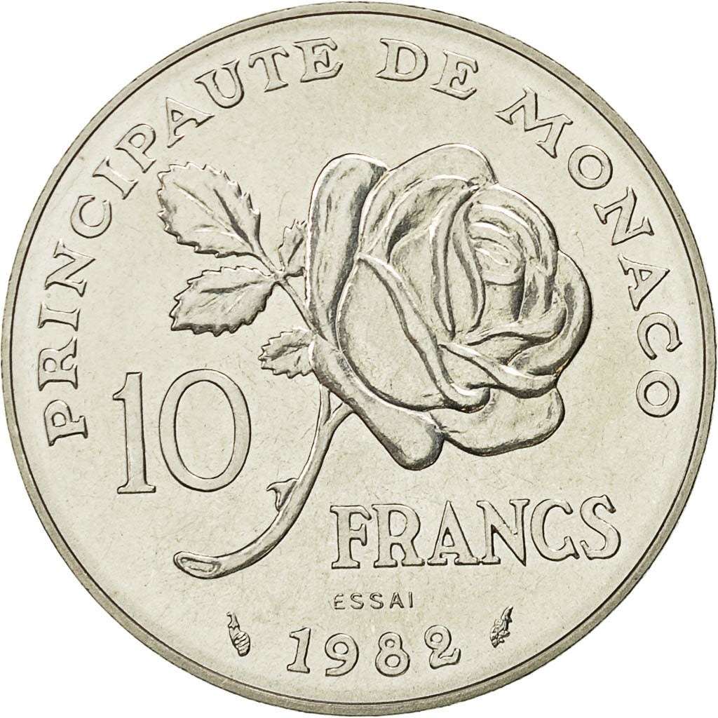 Monaco, 10 Francs Grace Kelly, 1982, SPL, Argent, KM:E73, Gadoury:MC158