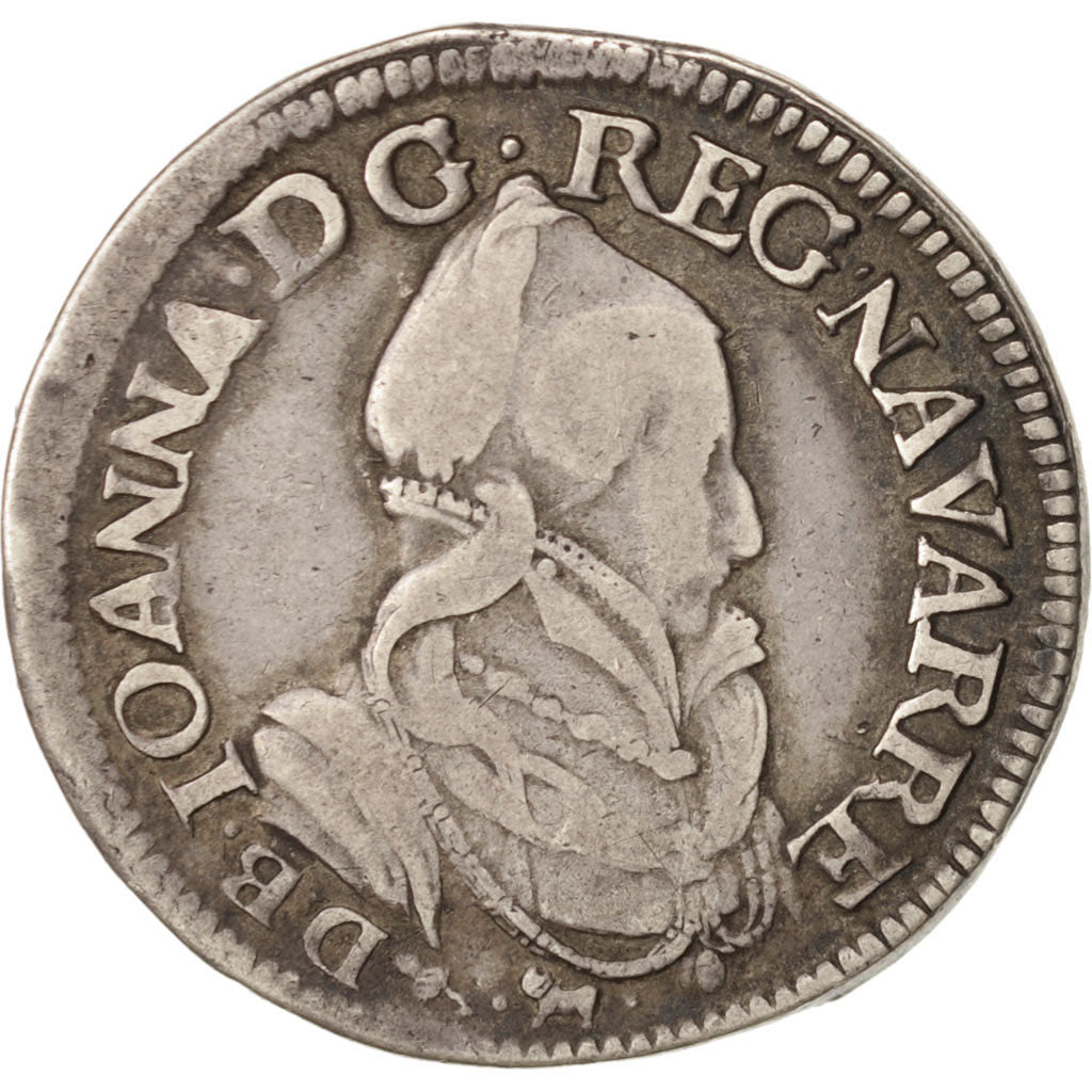 France, Béarn, Jeanne d'Albret, Teston, 1571, Pau, Silver, Boudeau:594