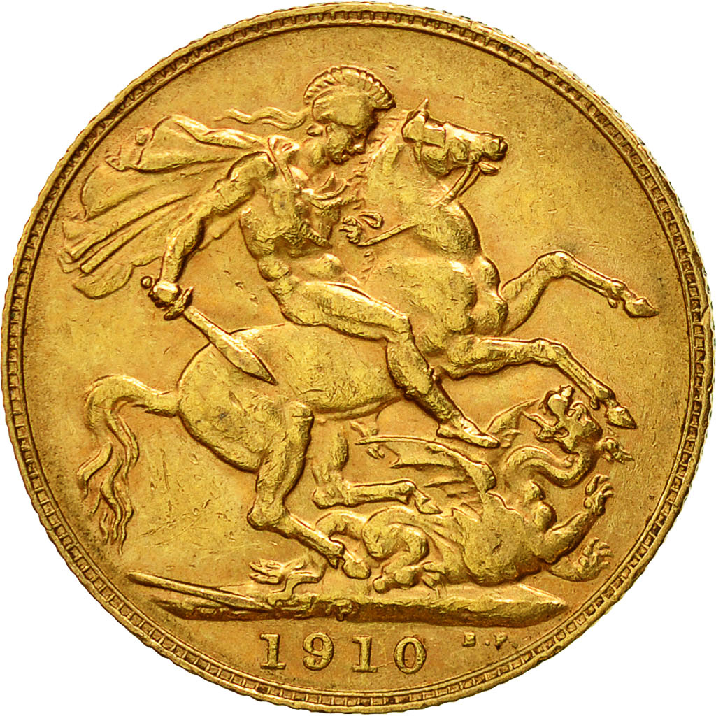 Coin, Australia, Edward VII, Sovereign, 1910 P, Perth, AU(50-53), Gold, KM:15