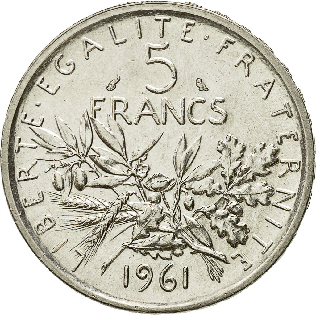 France, Semeuse, 5 Francs, 1961, MS(63), Silver, KM:926, Gadoury:770