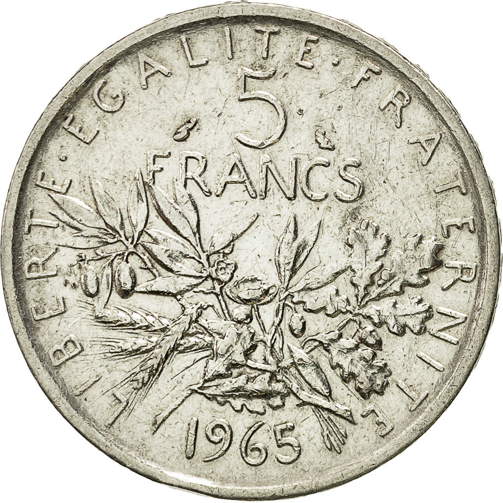 Coin, France, Semeuse, 5 Francs, 1965, AU(55-58), Silver, KM:926, Gadoury:770