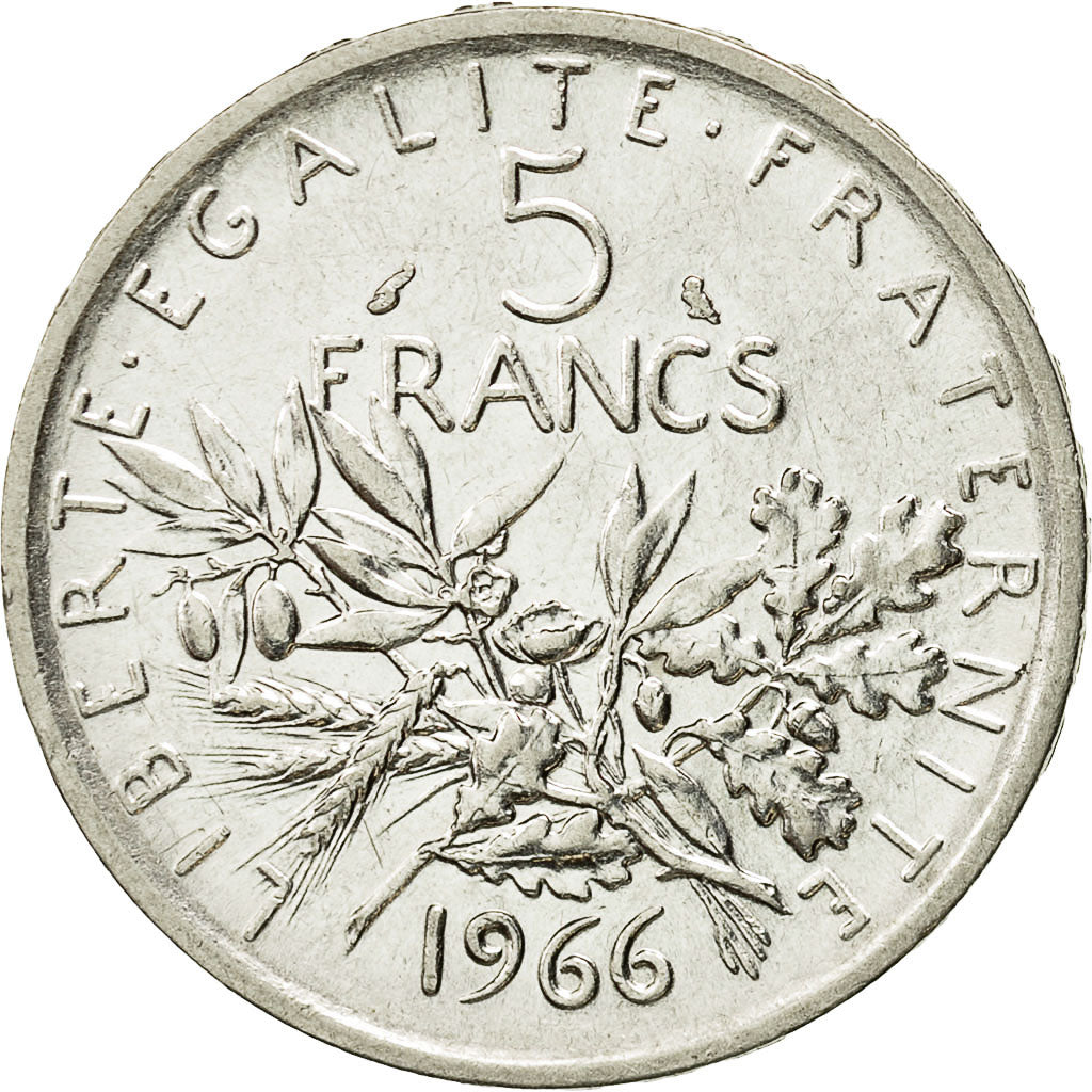 Monnaie, France, Semeuse, 5 Francs, 1966, SPL+, Argent, KM:926, Gadoury:770