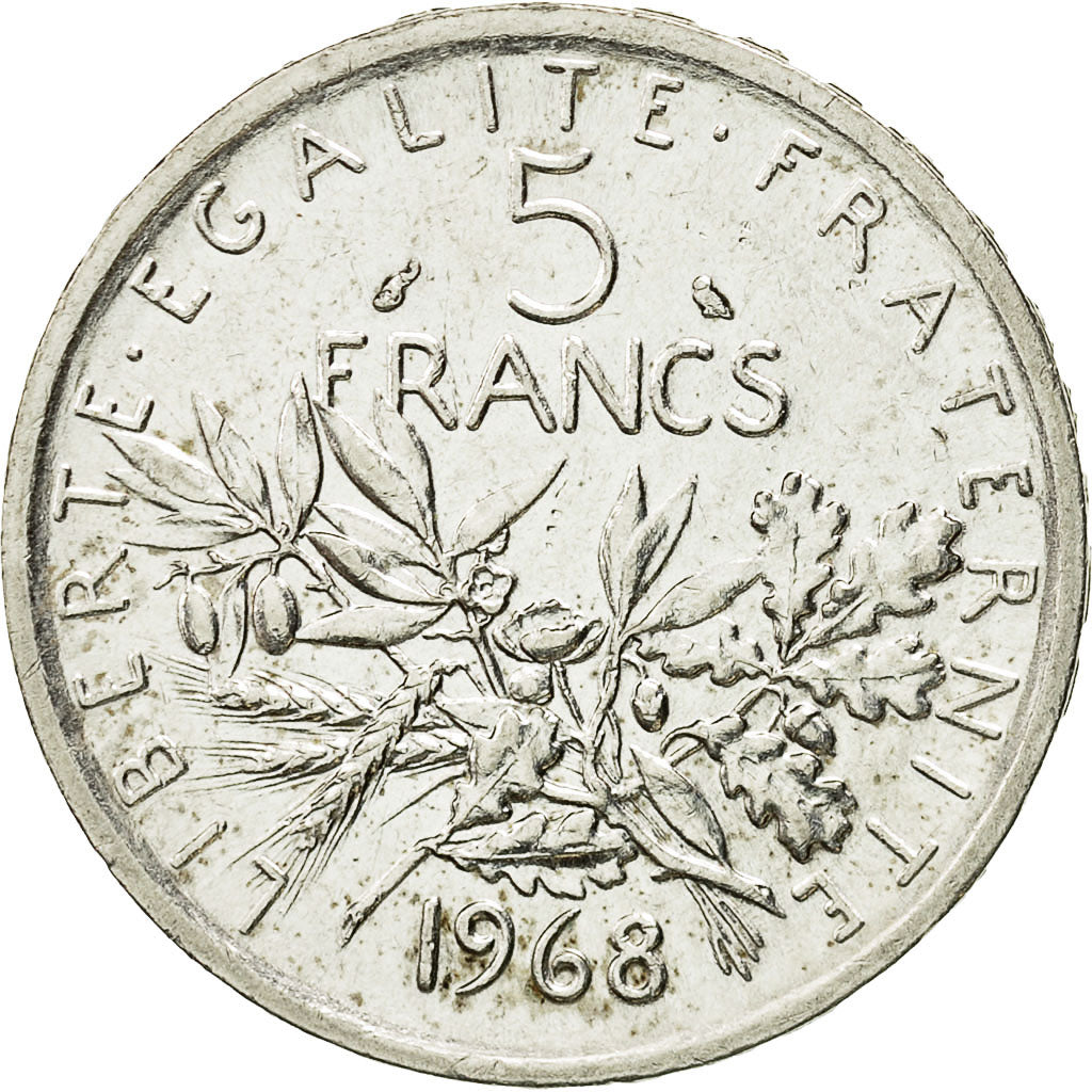 Francia, Semeuse, 5 Francs, 1968, SPL, Argento, KM:926, Gadoury:770