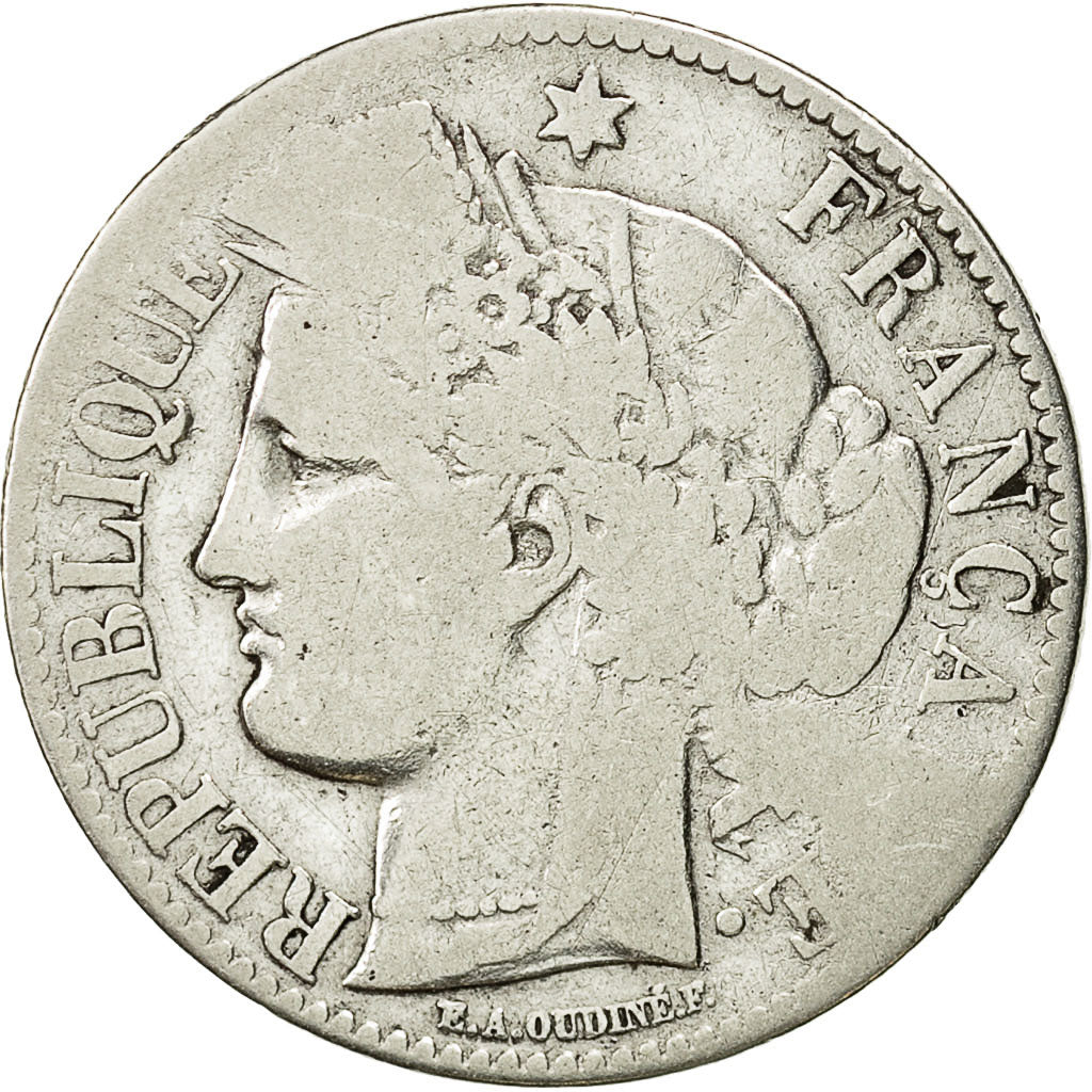 Coin, France, Cérès, 2 Francs, 1871, Paris, VF(20-25), Silver, KM:817.1