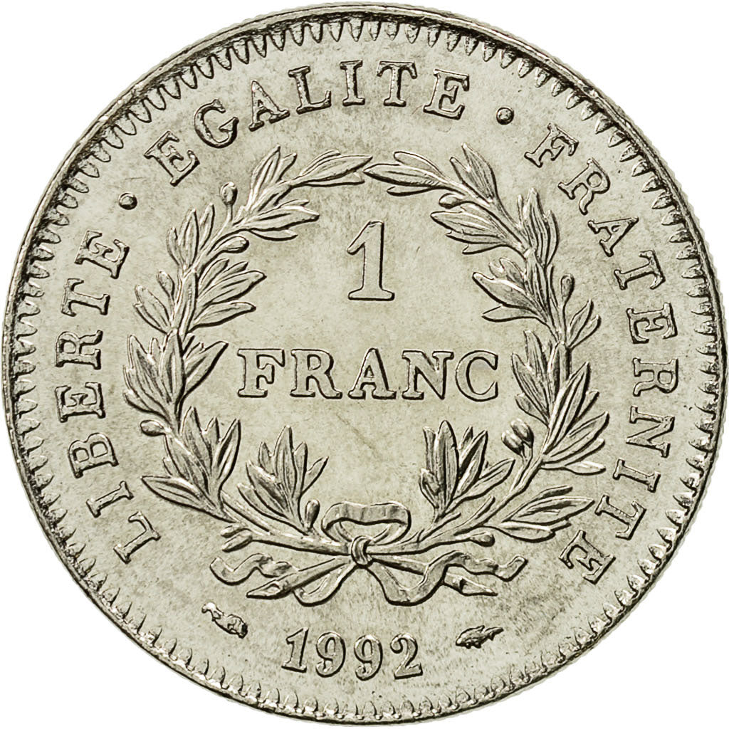 Coin, France, République, Franc, 1992, Paris, MS(63), Nickel, KM:1004.1