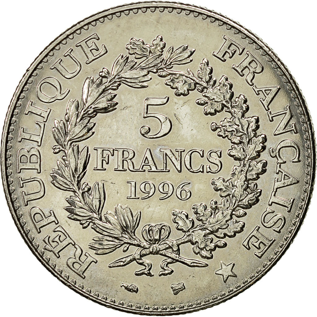 Coin, France, Hercule, 5 Francs, 1996, Paris, MS(63), Nickel, KM:1155