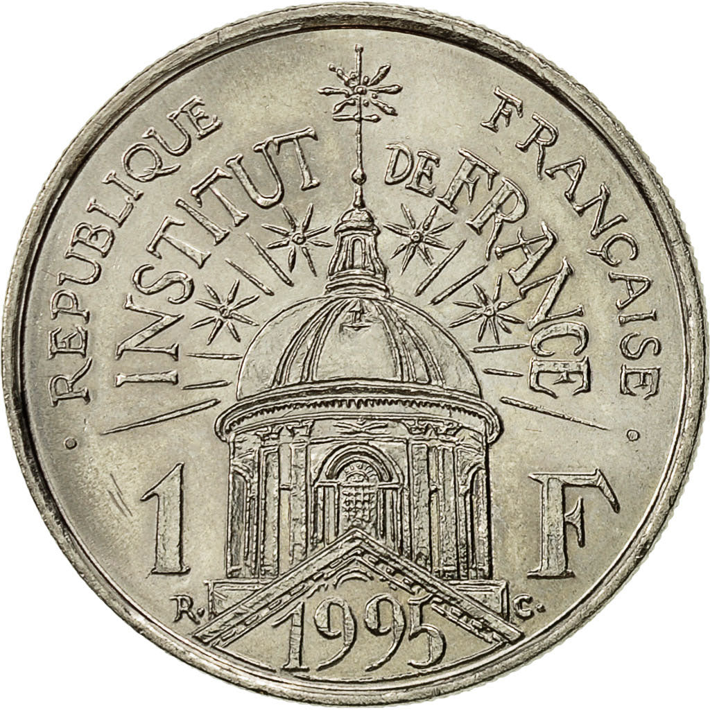 Coin, France, Institut, Franc, 1995, MS(63), Nickel, KM:1133, Gadoury:480