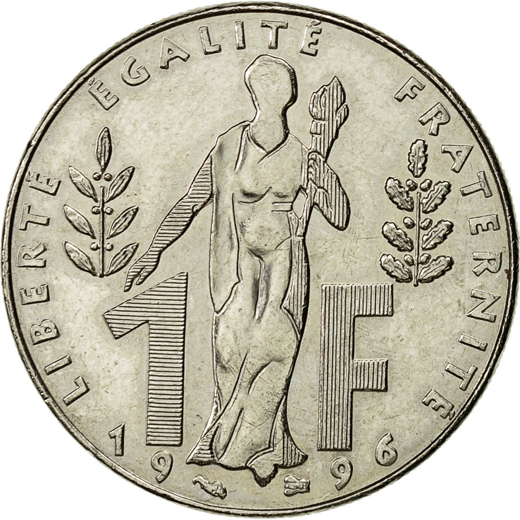 Moneta, Francja, Jacques Rueff, Franc, 1996, MS(63), Nikiel, KM:1160