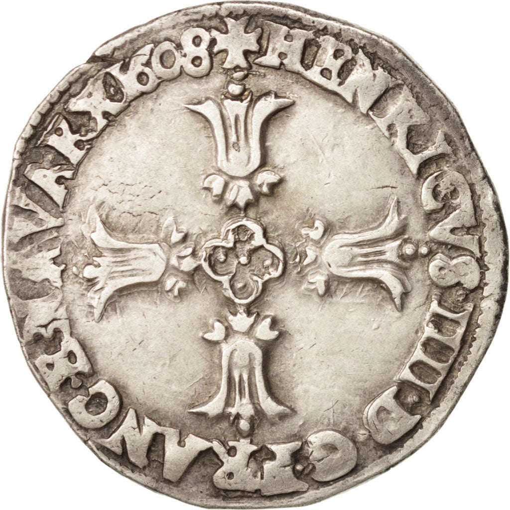 France, Henri IV, 1/4 Ecu, 1608, Limoges, Silver, Sombart:4686