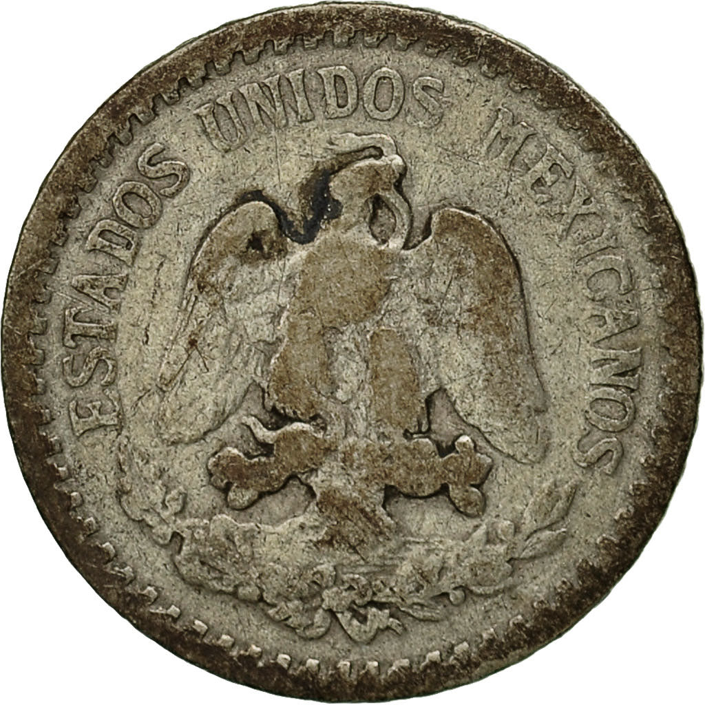 Moneda, México, 10 Centavos, 1919, Mexico City, BC+, Plata, KM:429