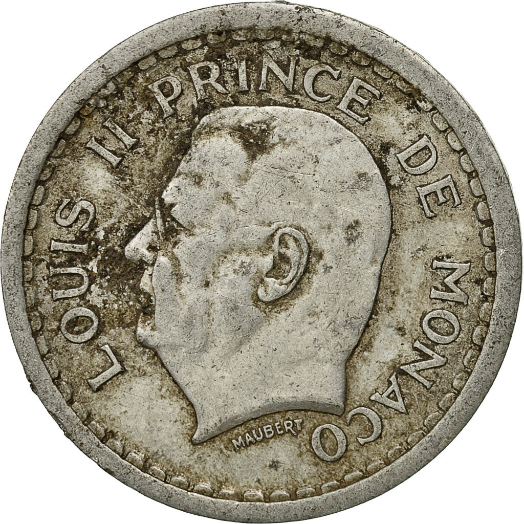 Coin, Monaco, Louis II, Franc, 1943, EF(40-45), Aluminum, KM:120, Gadoury:MC131