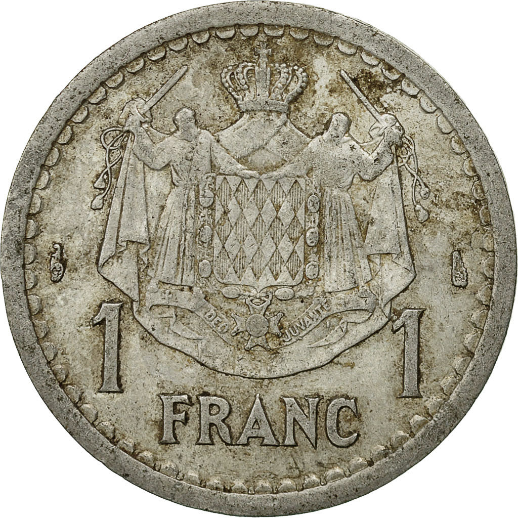Coin, Monaco, Louis II, Franc, 1943, EF(40-45), Aluminum, KM:120, Gadoury:MC131