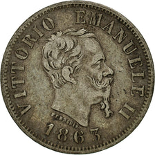 Monnaie, Italie, Vittorio Emanuele II, 50 Centesimi, 1863, Naples, TTB+, Argent