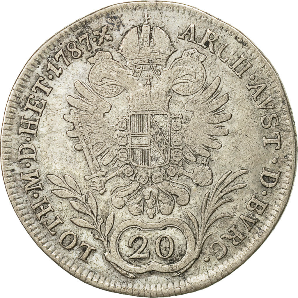 Moneta, Austria, Joseph II, 20 Kreuzer, 1787, Vienna, MB+, Argento, KM:2070