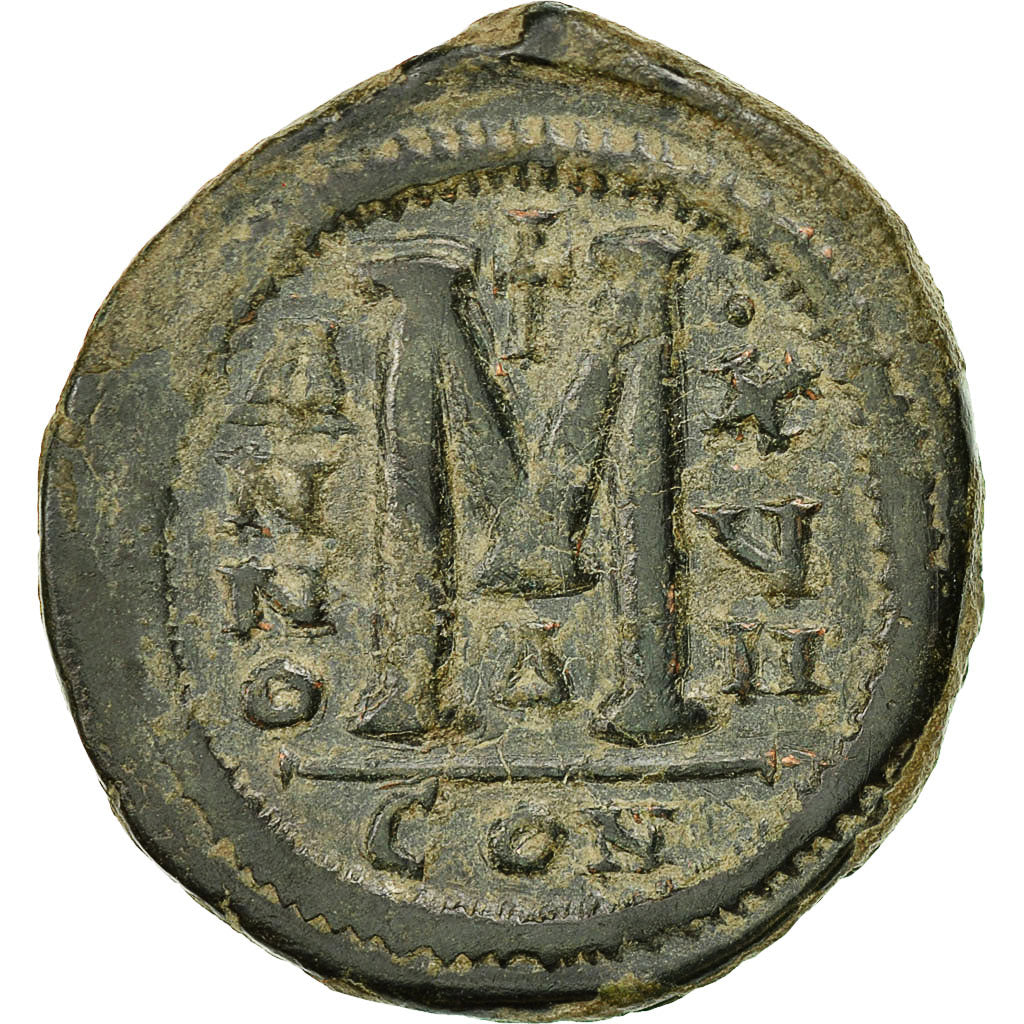 Moneta, Justinian I, Follis, An 17 (543-544), Constantinople, MB+, Rame