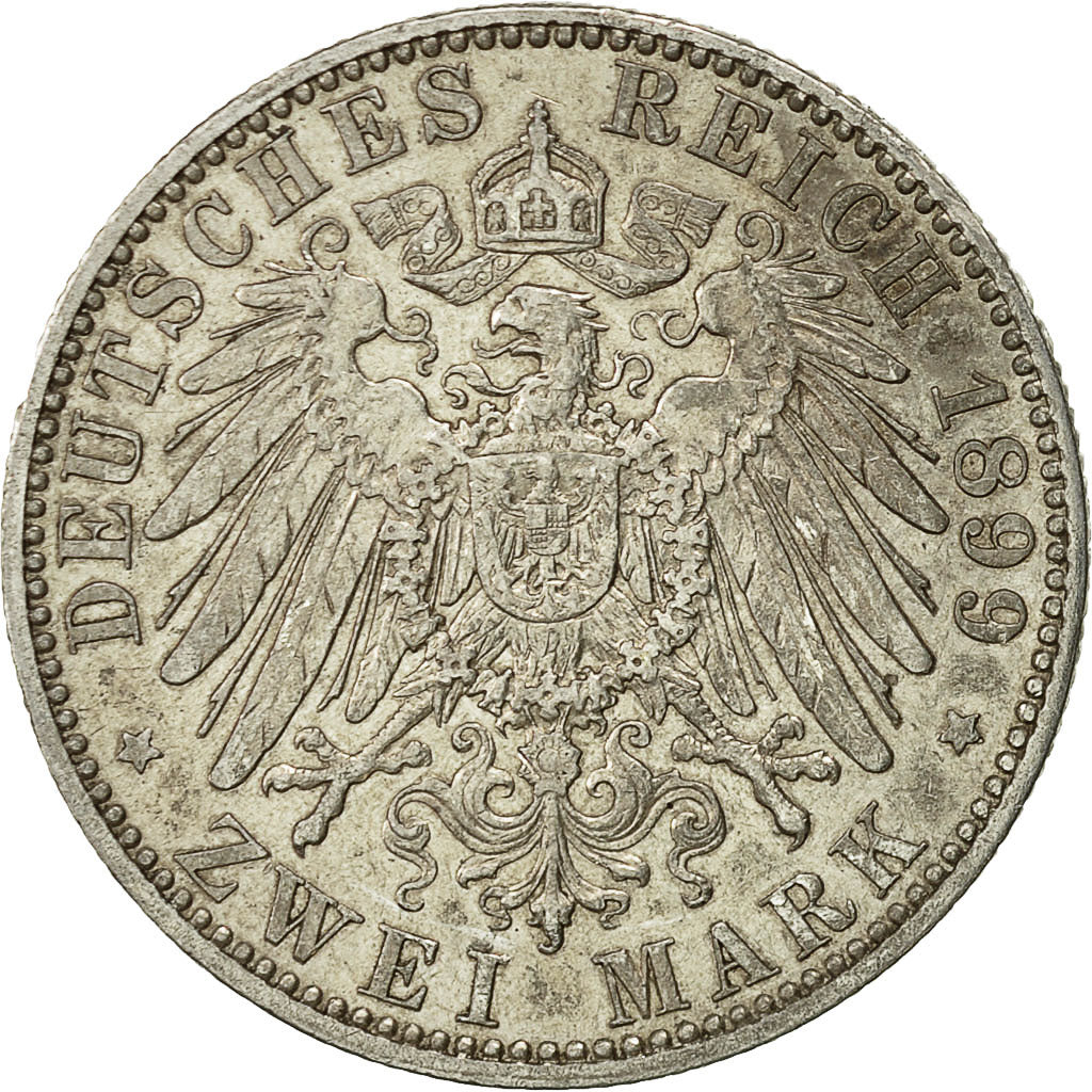 Moneta, Stati tedeschi, PRUSSIA, Wilhelm II, 2 Mark, 1899, Berlin, BB+, Argento