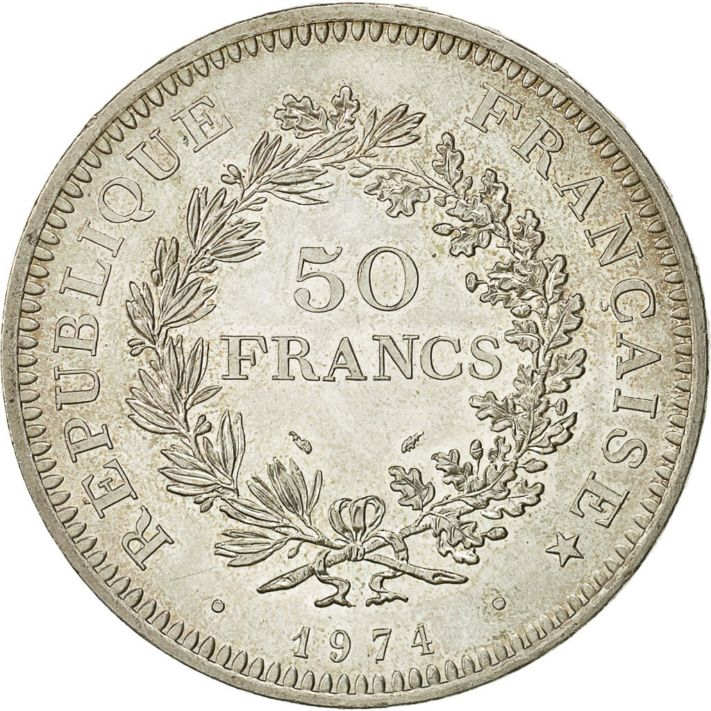 Coin, France, Hercule, 50 Francs, 1974, Paris, MS(63), Silver, KM:941.1