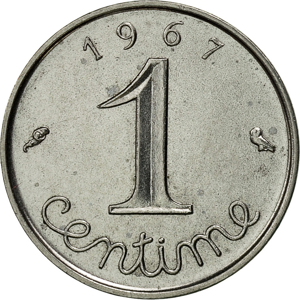 France, Épi, Centime, Variety with edge, 1967, Paris, MS(60-62), KM:928