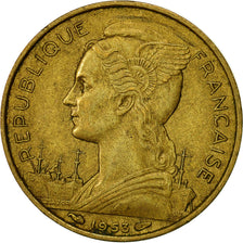 Coin, Madagascar, 20 Francs, 1953, Paris, AU(55-58), Aluminum-Bronze, KM:7