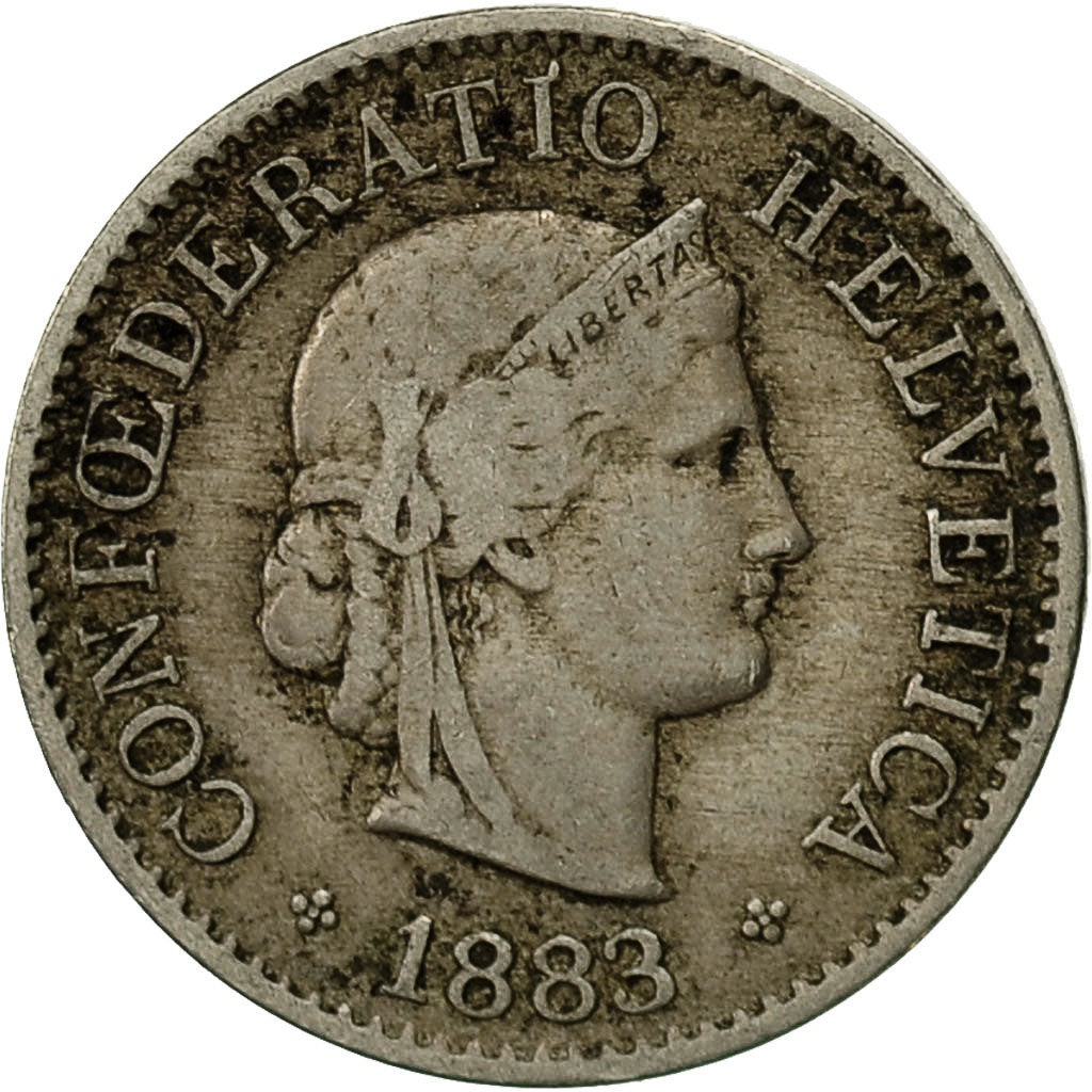 Switzerland, 5 Rappen, 1883, Bern, VF(30-35), Copper-nickel, KM:26
