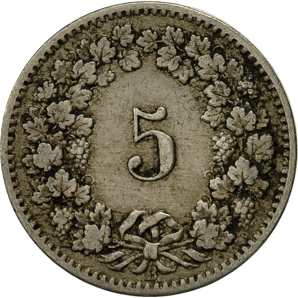 Switzerland, 5 Rappen, 1883, Bern, VF(30-35), Copper-nickel, KM:26