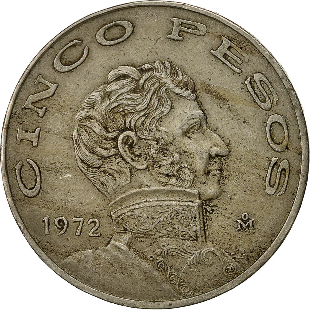 Moneda, México, 5 Pesos, 1972, Mexico City, EBC, Cobre - níquel, KM:472