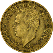 Monnaie, Monaco, Rainier III, 20 Francs, Vingt, 1950, TTB, Aluminum-Bronze