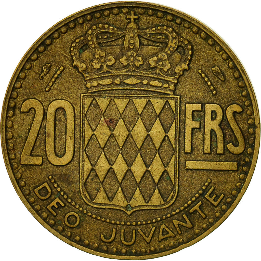 Monnaie, Monaco, Rainier III, 20 Francs, Vingt, 1950, TTB, Aluminum-Bronze