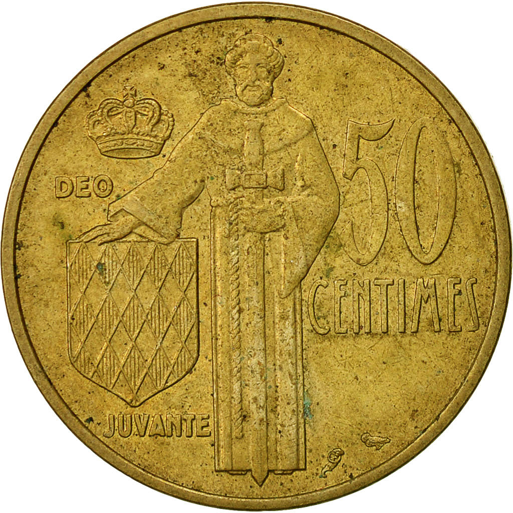 Coin, Monaco, Rainier III, 50 Centimes, 1962, EF(40-45), Aluminum-Bronze