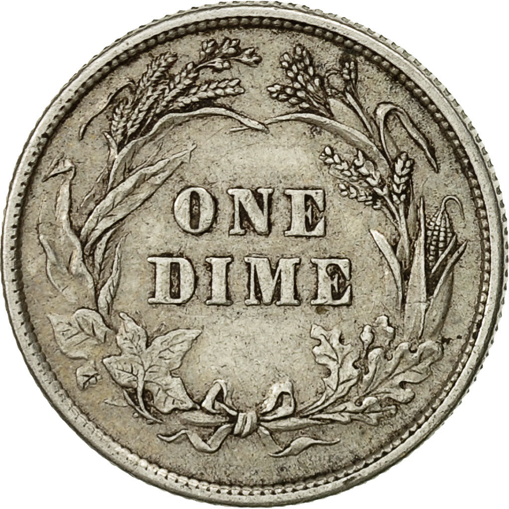 United States, Barber Dime, 1892, Philadelphia, AU(55-58)