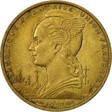 French Somaliland, 20 Francs, 1952, Paris, AU(55-58), Aluminum-Bronze, KM:7