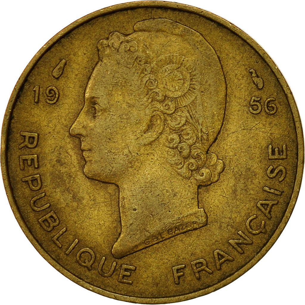 Coin, French West Africa, 10 Francs, 1956, Paris, VF(20-25), Aluminum-Bronze