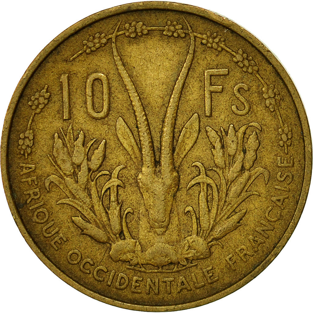 Coin, French West Africa, 10 Francs, 1956, Paris, VF(20-25), Aluminum-Bronze
