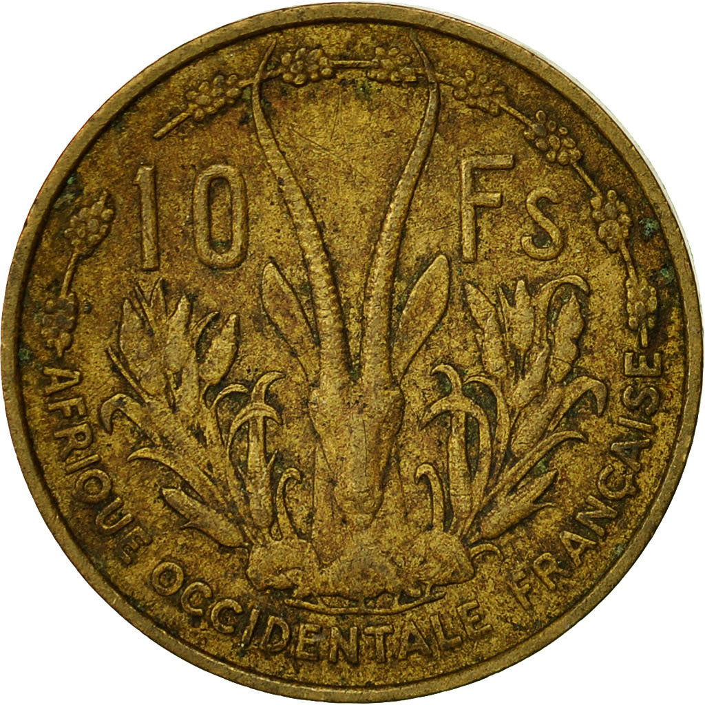 Coin, French West Africa, 10 Francs, 1956, Paris, VF(30-35), Aluminum-Bronze