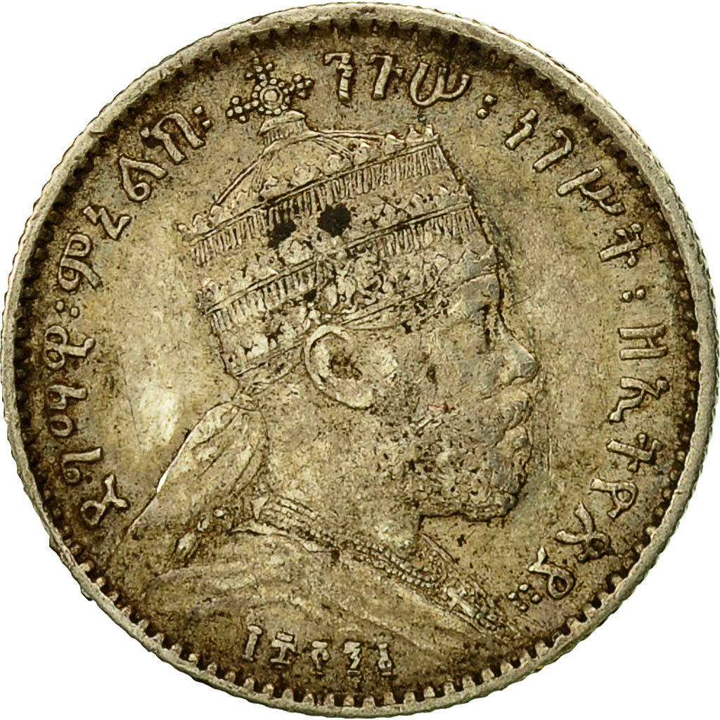 Monnaie, Éthiopie, Menelik II, Gersh, 1903, Paris, TB+, Argent, KM:12