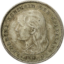 Netherlands, Wilhelmina I, 25 Cents, 1892, AU(55-58), Silver, KM:115