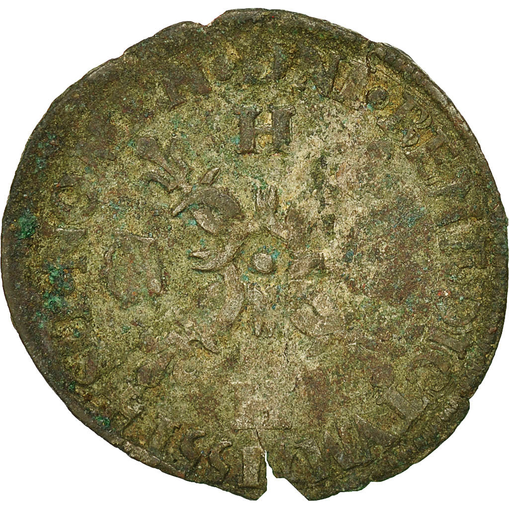 Monnaie, France, Henri II, Douzain aux croissants, 1551, Nantes, TB, Billon