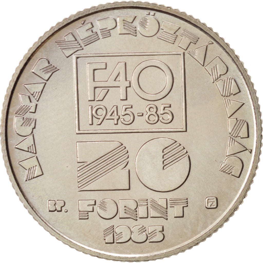 Hungary, 20 Forint, 1985, Copper-nickel, KM:653