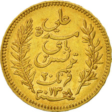 Coin, Tunisia, Ali Bey, 20 Francs, 1891, Paris, AU(55-58), Gold, KM:227